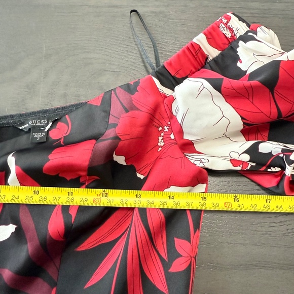 Guess Womens Zooey Black Ruched Off-The-Shoulder Wide Leg‎ Jumpsuit Size 2 - Picture 7 of 11